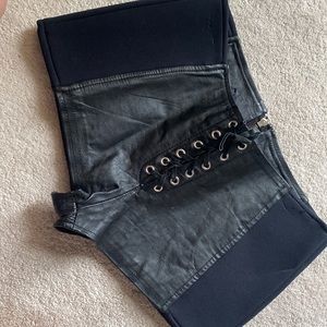 Black Leather Shorts Lace Up Front